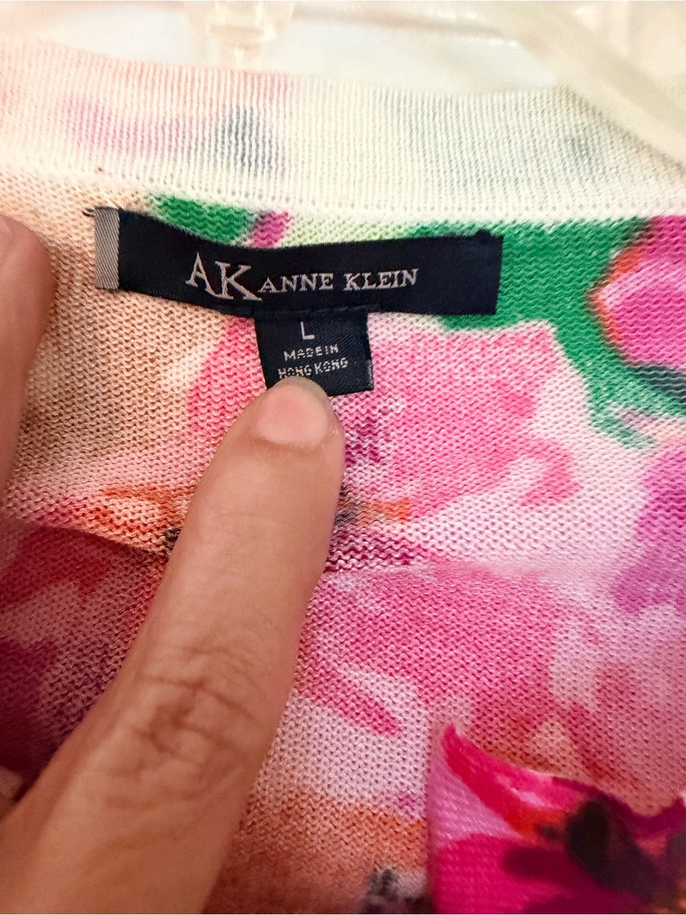 Anne Klein Pink, Orange & Green Floral Button-Down Top - Picture 3 of 5